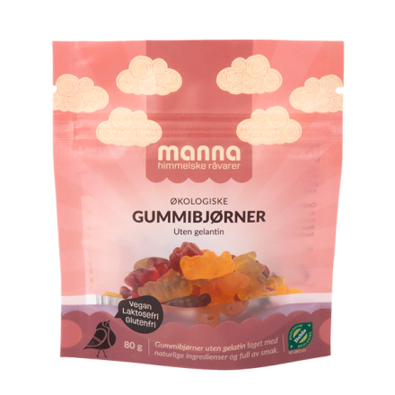 manna økologisk godteri gummibjørner uten gelatin 80 g
