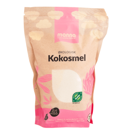 Kokosmel, fettredusert, 500 g, økologisk, Manna