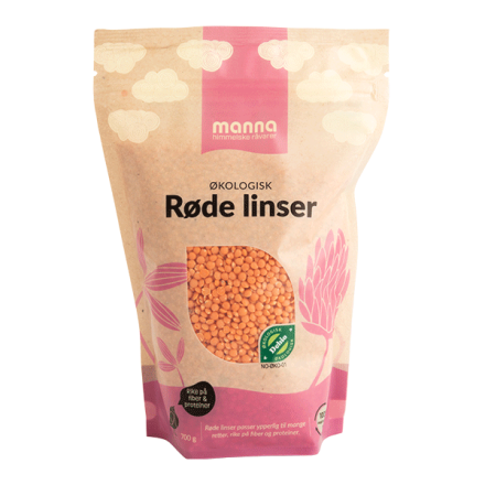 Røde linser, 700 g, økologisk, Manna