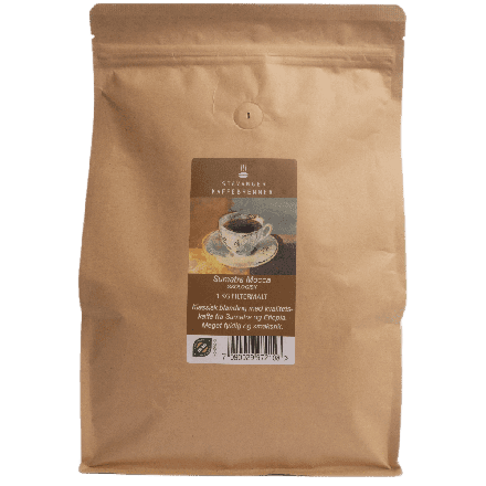 Kaffe, Sumatra-Mocca, filtermalt, 1 kg, økologisk