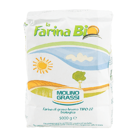 Pizzamel, tipo 00, 5 kg, økologisk, MolinoGrassi