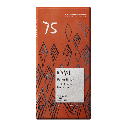 Mørk sjokolade 75%, 80 g, økologisk, Vivani