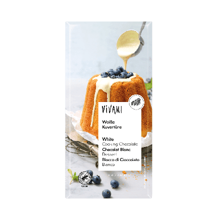 Hvit sjokolade coverture, 200 g, økologisk, Vivani