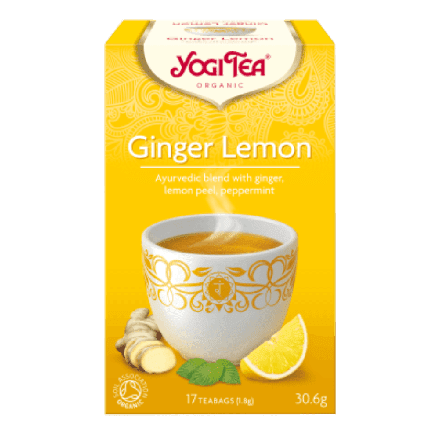 Ginger & lemon te, 17 poser, økologisk, Yogi Tea 