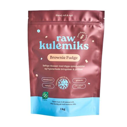Storforpakning raw kulemiks 1 kg økologisk brownie fudge