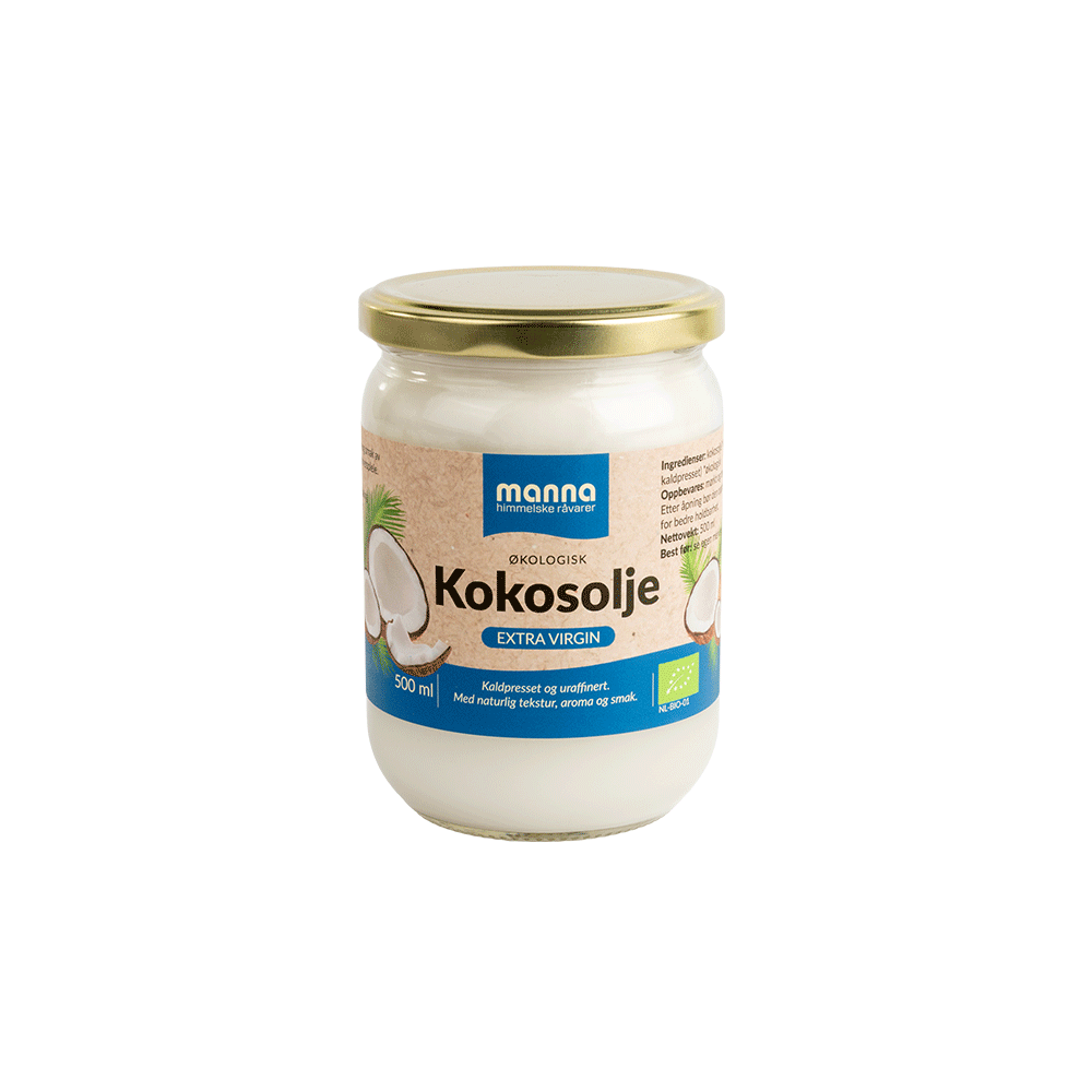 Kokosolje, extra virgin, 500 ml, økologisk, Manna main product photo