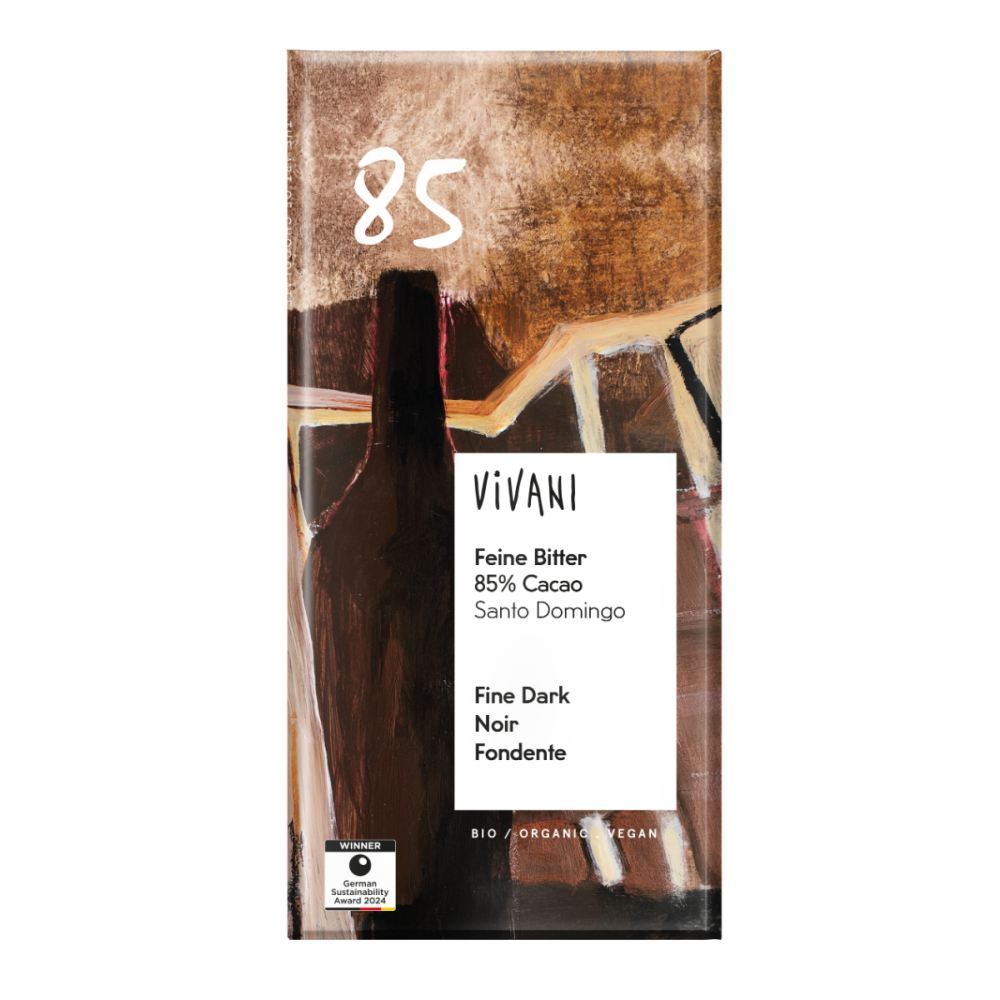 Mørk sjokolade 85%, 80 g, økologisk, Vivani main product photo