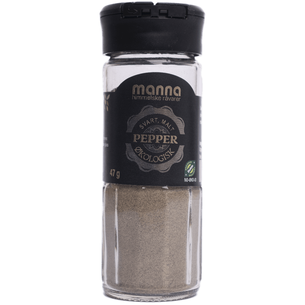 Pepper svart, malt, 47 g, økologisk, Manna main product photo